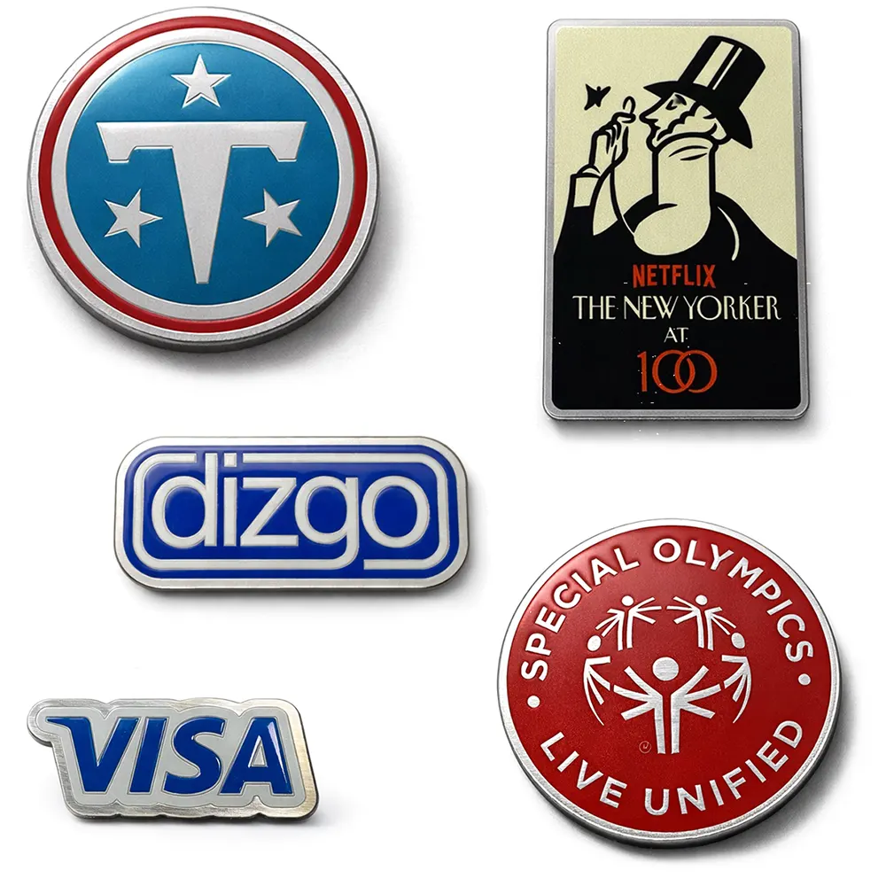 Rush Order pins for Netflix, NBA, Visa, and Special Olympics